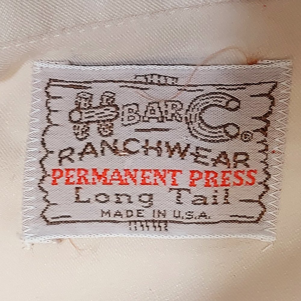 FREE SHIPPING VTG California Ranch Wear H Bar C Beige Pearl Snap Western Shirt